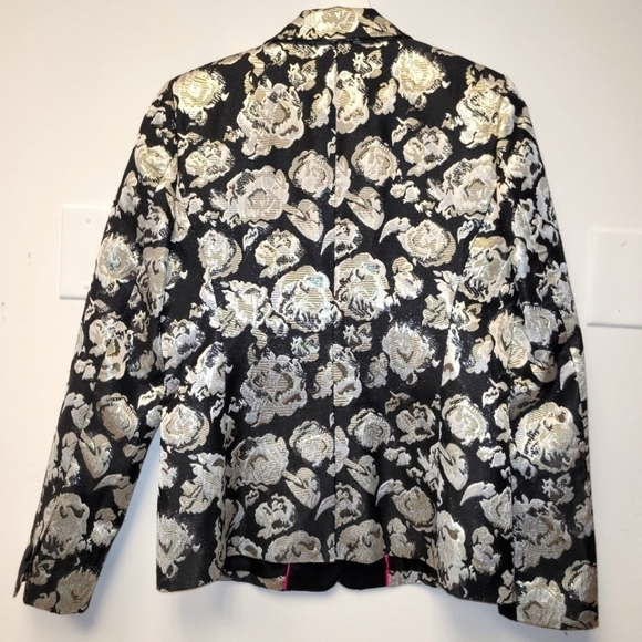 Juicy Couture Jacquard Floral Metallic Blazer Size 8 - Picture 12 of 15